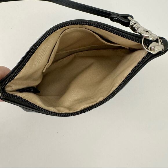 Coach Pleated Black Leather Wristlet Wallet Mini Bag Soft Genuine Leather - Picture 3 of 11